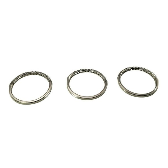 Vintage Set of Three 10 Karat White Gold Diamond Bands Ring Size 7 #11314 - Picture 4 of 7